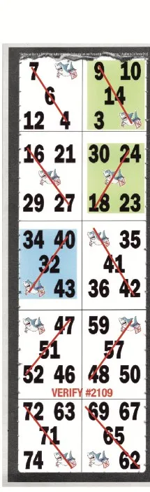 Bingo Shark strip game ticket example