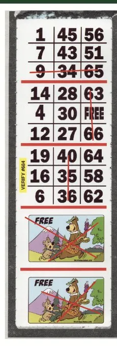 Yogi Bear strip game ticket example